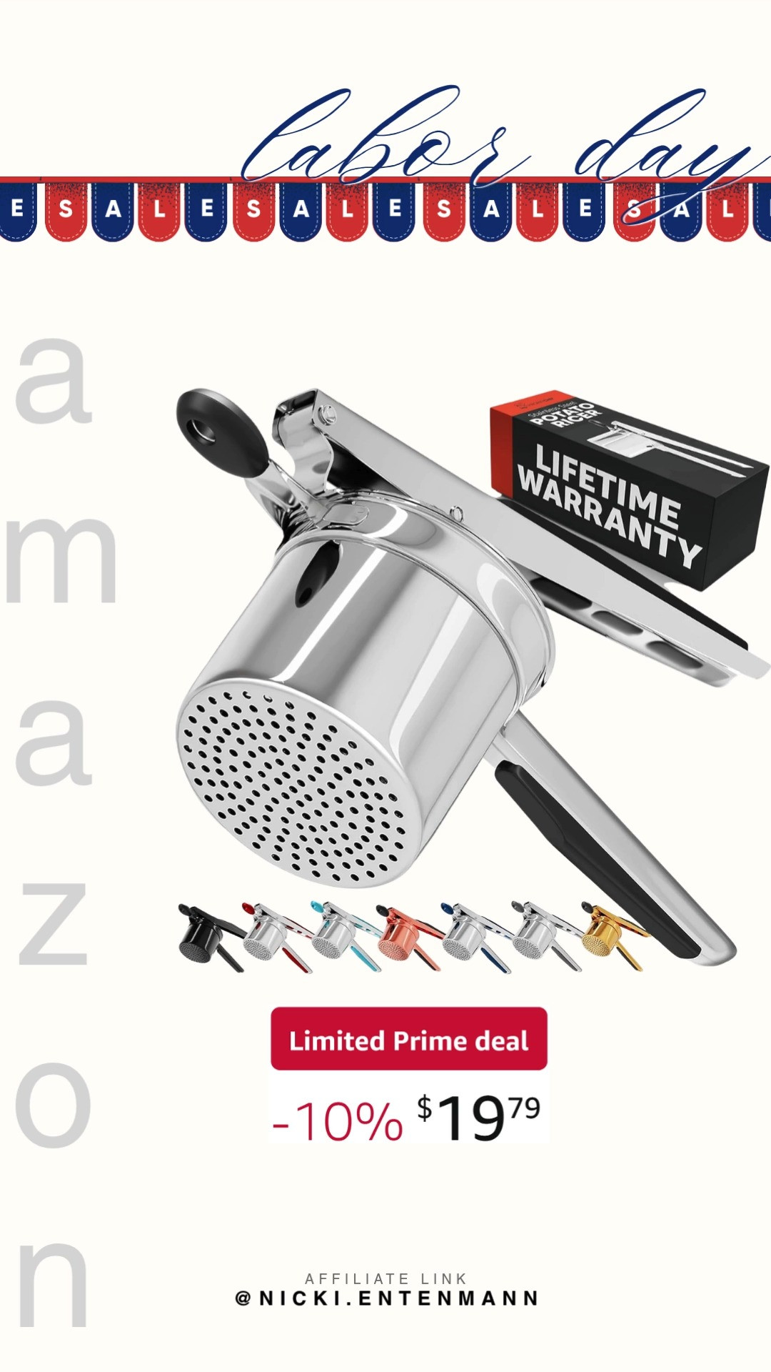 Mash with ease using PriorityChef Large 15oz Potato Ricer crafted from heavy duty stainless steel for modern kitchens. Perfect for fluffy potatoes, it blends durability, charm, and confidence effortlessly. #prioritychef #potatoricer #potatomasher #stainlesssteel #kitchenessentials #homecooking #mealprep #amazonfinds #shoppingdeal #modernliving 🥔🍴✨ 

 #LTKfoodie #LTKHome #LTKSaleAlert