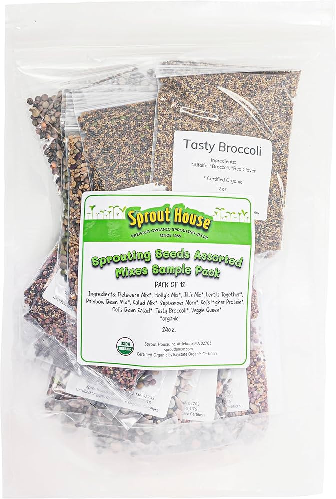 The Sprout House Variety Sample Pack of Mixes -1.5 LBS of 12 Different Sprouting Seeds Mixes - Ce... | Amazon (US)