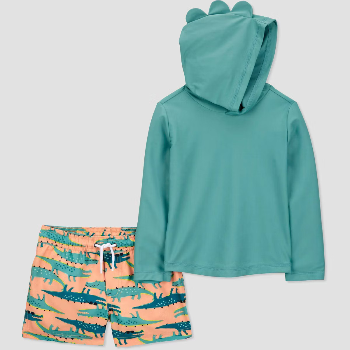 Carter's Just One You®️ Toddler Boys' Long Sleeve Hooded Solid Rash Guard Set - Green/Orange | Target