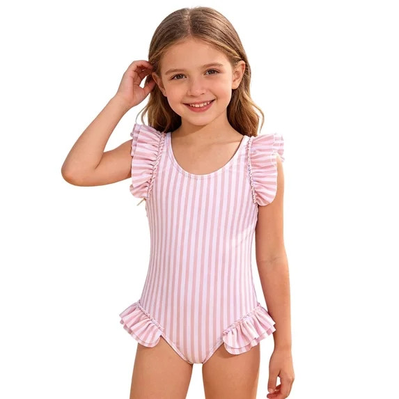 BOOMNY Toddler Girls One Peice Swimsuits Sleeveless Bathing Suit for Kids Striped Lightweight Coz... | Walmart (US)