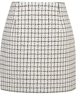 IDEALSANXUN Womens High Waist Plaid Skirt Bodycon Pencil Wool Mini Skirts | Amazon (US)