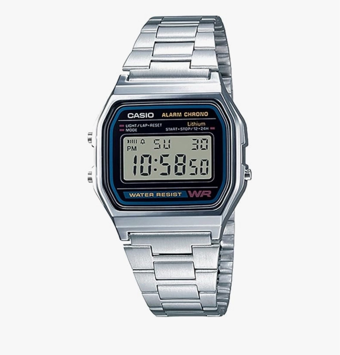 Casio A158WA Series | Unisex Digital Watch | Vintage | WR |
100 SEC Stop Watch | Daily Alarm | Regular Time Keeping:
Hour, Minute, Second, PM, Date, Day | Led Light | 7 Yr Battery