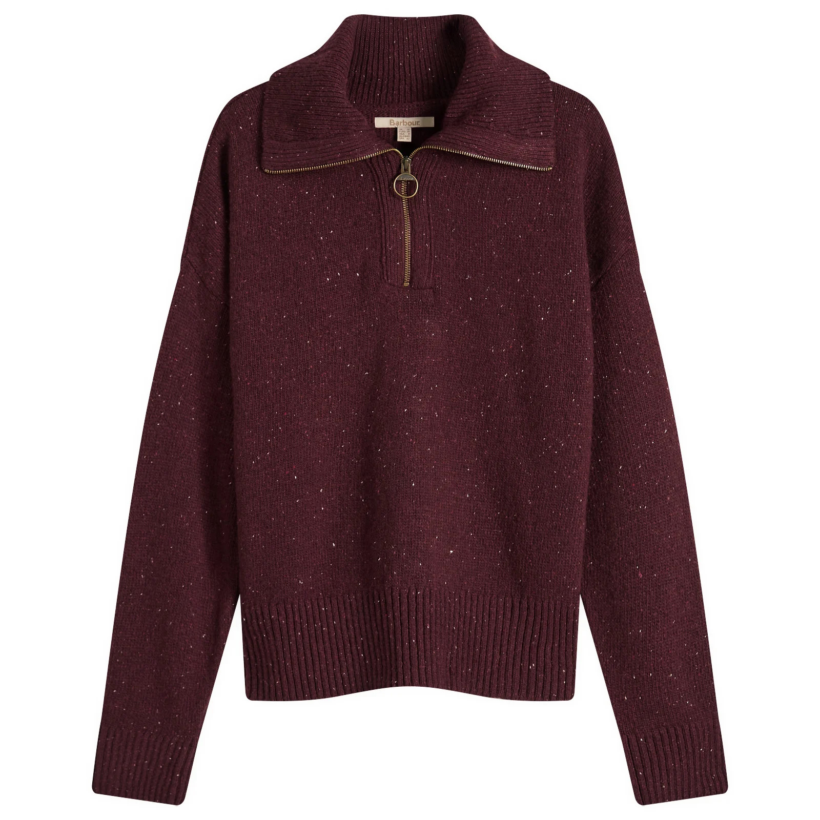 Barbour Women's Lavensdale Half Zip Knitted Jumper in Black Cherry, Size UK 10 | END. Clothing
