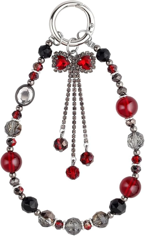 Full Diamond Tassel Bow Phone Charms Strap Shiny Crystal Beaded Phone Chain Luxury Phone Wrist St... | Amazon (US)