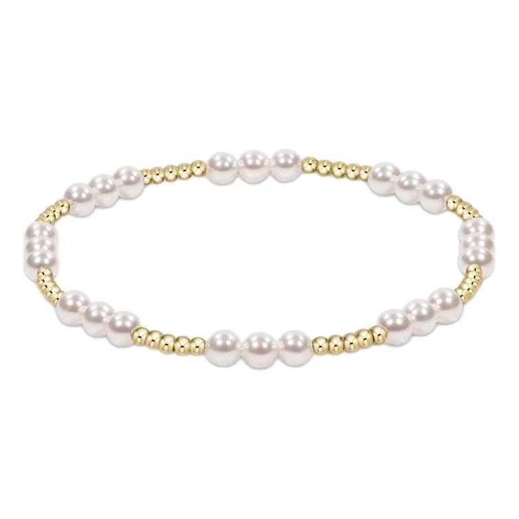 Classic Joy Pattern 4mm Bead Bracelet - Pearl | The Horseshoe Crab