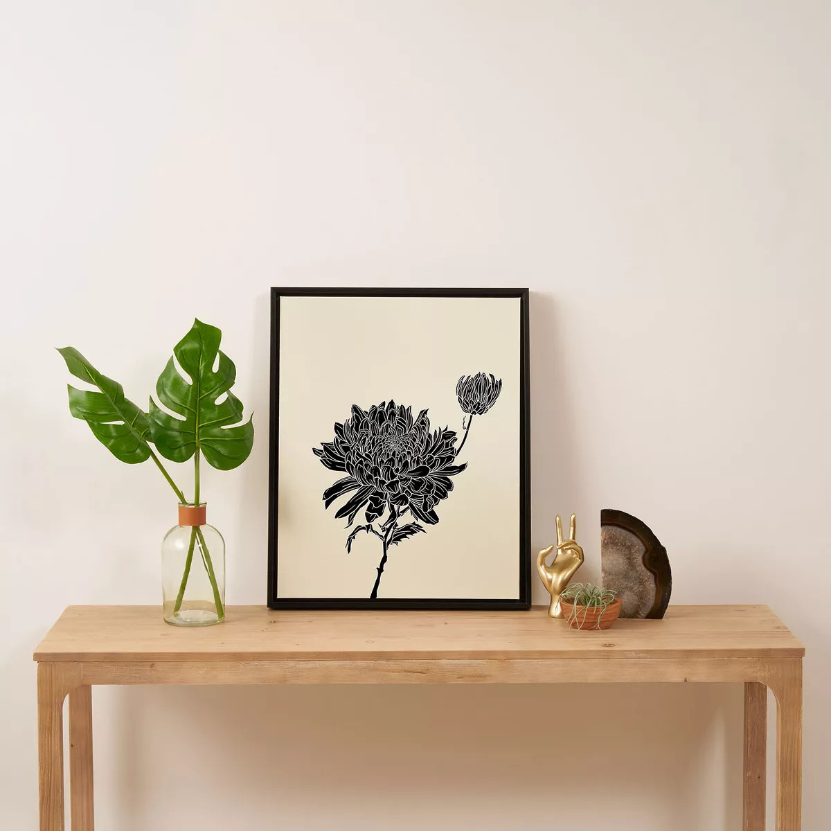 Sewzinski Black Chrysanthemum Framed Canvas - Society6 | Target