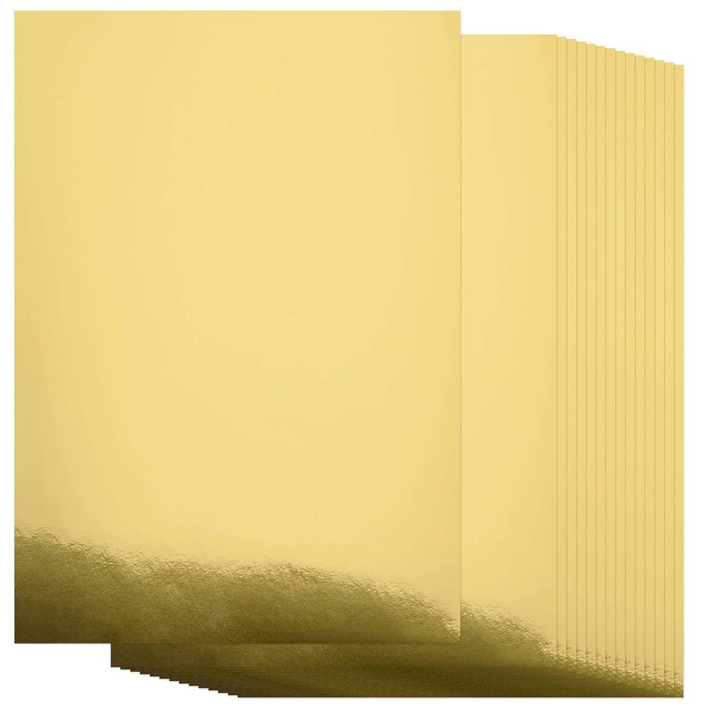 Metallic Gold Cardstock Paper, 60pcs of 8.5”x11” (250 GSM) - Gold Paper Foil Board, Mirror Fi... | Amazon (US)