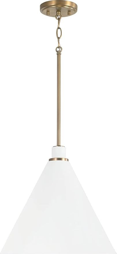 Capital Lighting 350112AW Bradley Modern Metal Cone Pendant Ceiling Light Fixture, 1-Light 100 Wa... | Amazon (US)