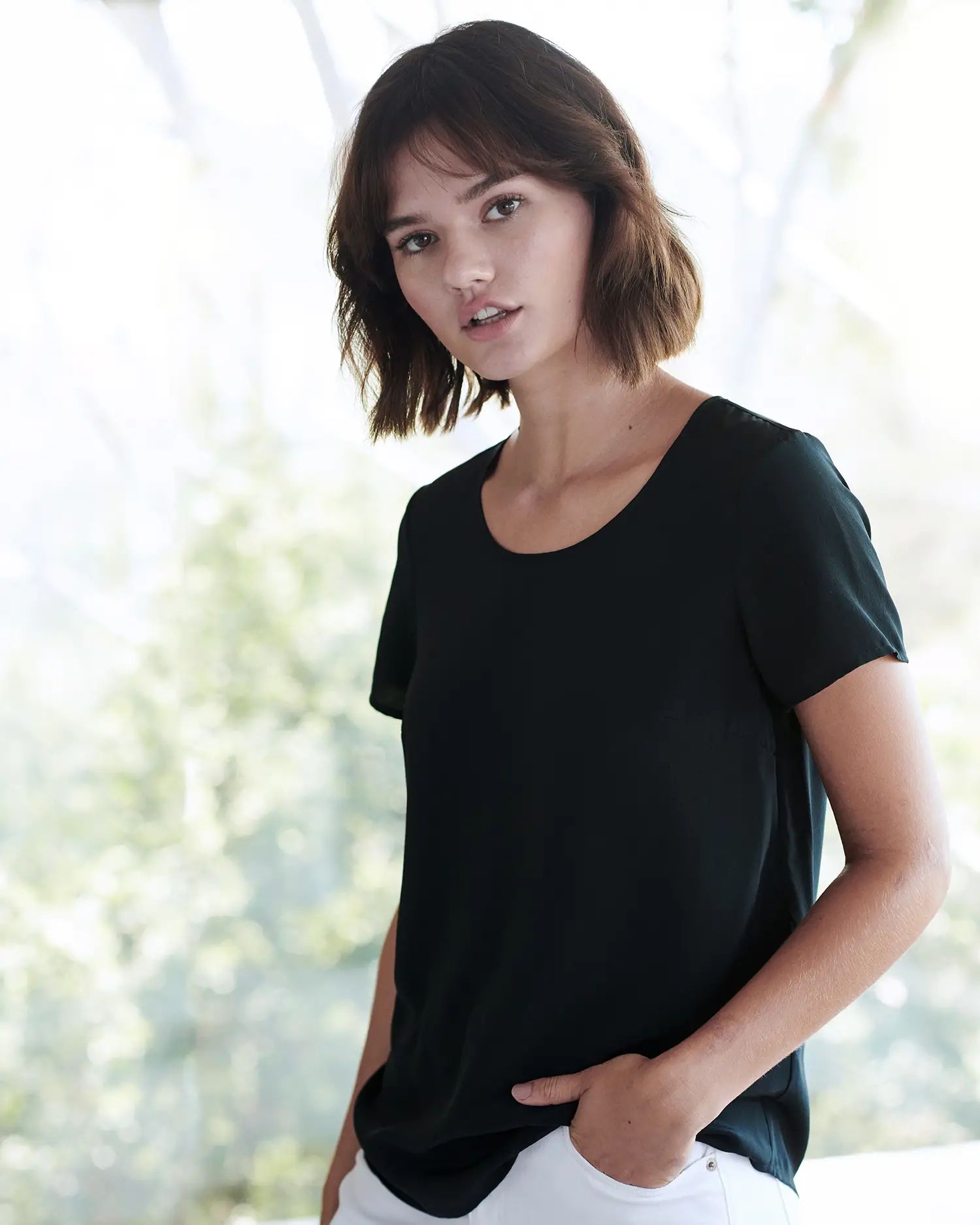 Washable Stretch Silk Tee | Quince