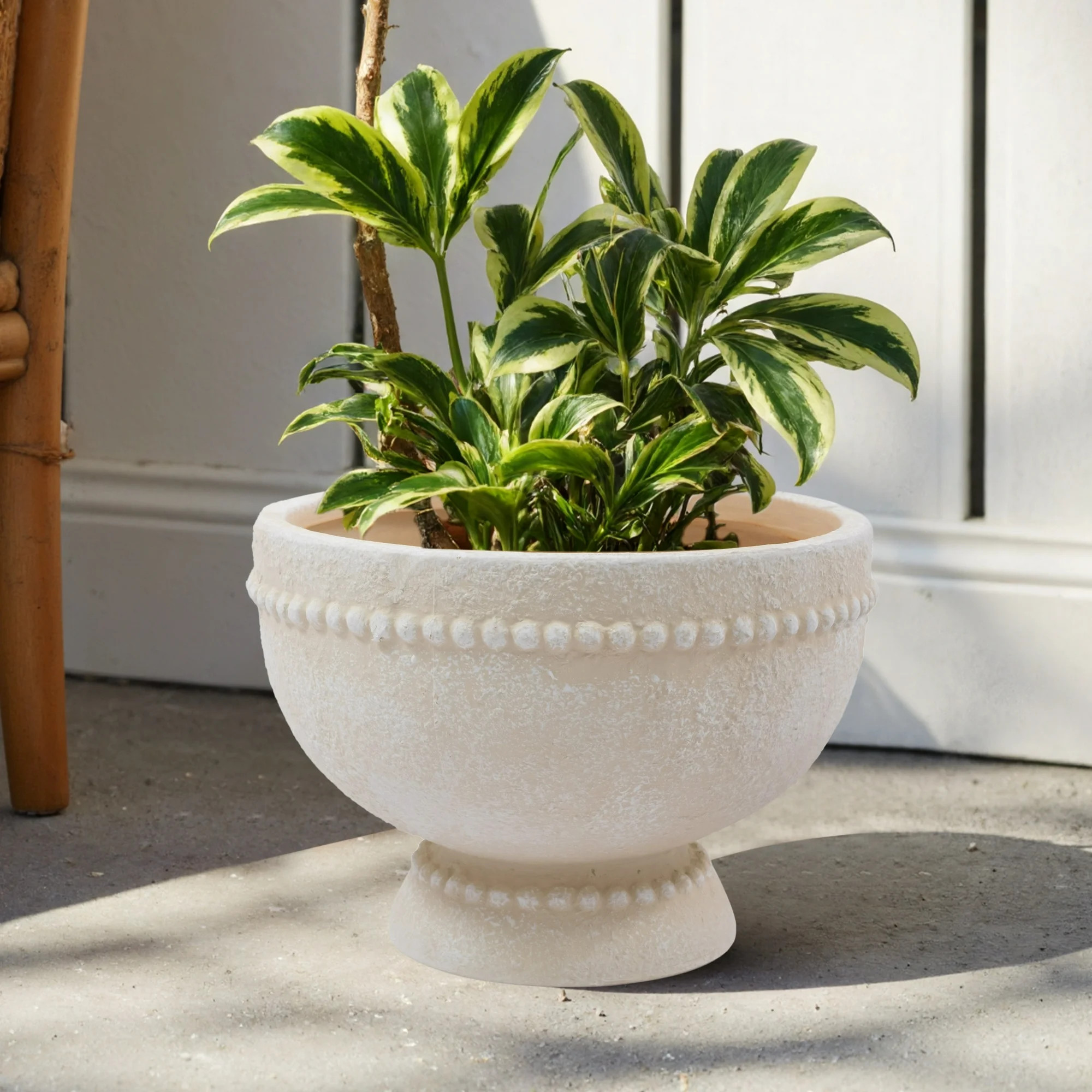 My Texas House 8" Cream Ceramic Dot Bowl Planter for Indoor or Outdoor Use | Walmart (US)
