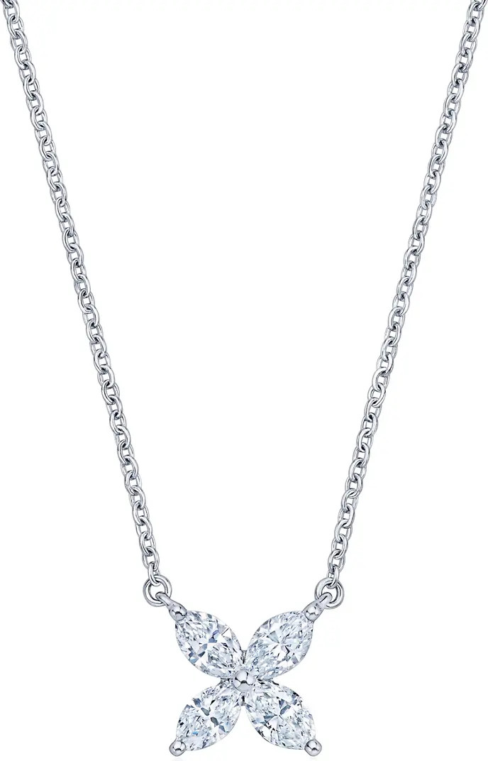 Marquise Diamond Flower Pendant Necklace | Nordstrom