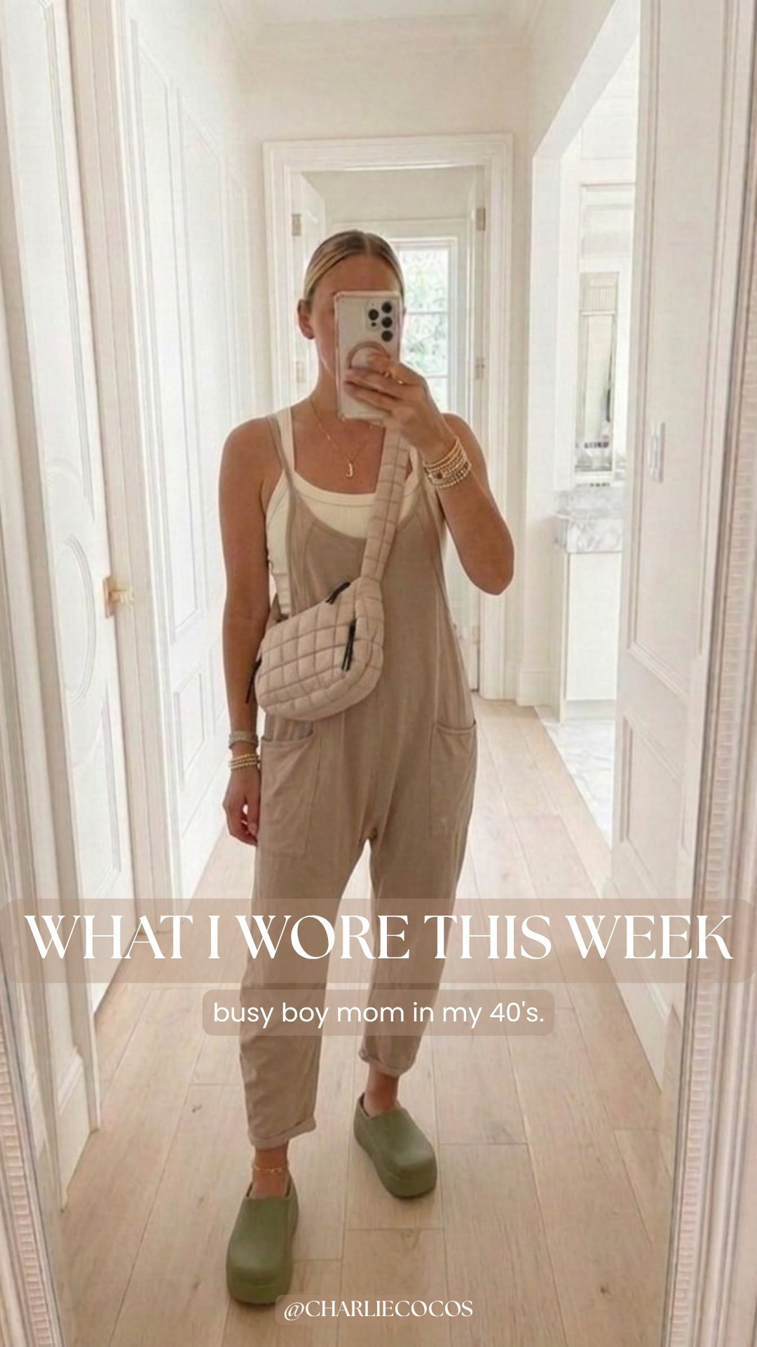 Easy busy mom outfit I wear on repeat. Fp movement hot shot onesie in size medium (I like mine looser) 5'9. Target white cropped sports bra tank in Large (prefer larger size for comfort). Free people onesie are on sale, also amazon free people dupes available. Comfortable easy mom outfit.

#LTKmomlife #LTKootd #LTKOver40
