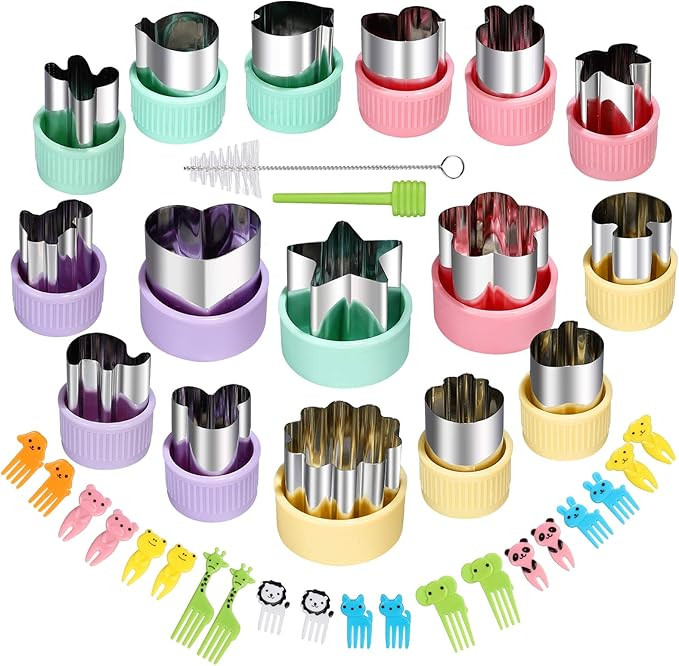 Amazon.com: Vegetable Cutters Shapes Set, 16pcs Mini Cookie Cutters, Vegetable Cutter and Fruit S... | Amazon (US)