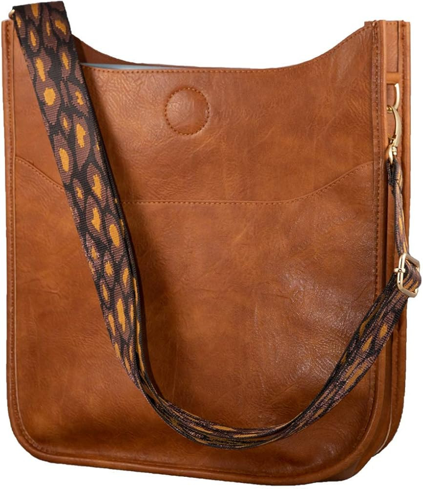Pinafore Vegan Leather Crossbody Fashion Shoulder Bag with Adjustable Strap | Amazon (US)