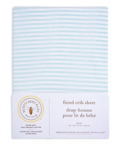 Burt's Bees Baby Sky Blue Stripe Organic Cotton Fitted Crib Sheet | Zulily