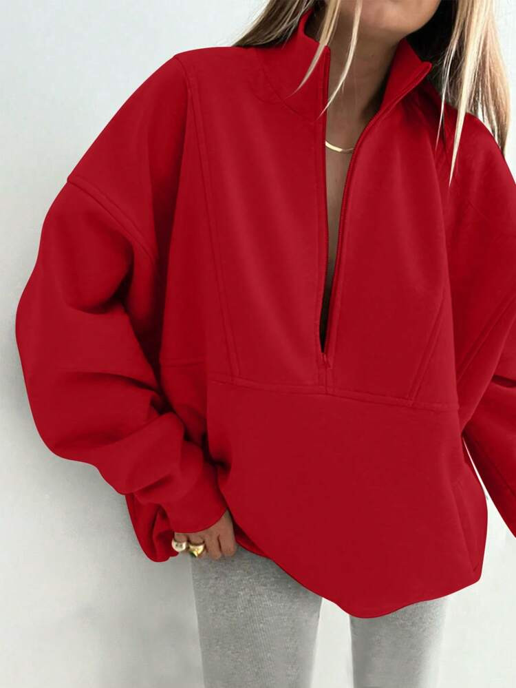 INAWLY Women Casual Stand Collar Half Zipper Sweatshirt, Autumn,Long Sleeve Tops Graduation,Back To School Outfits,Graduation,Teacher Outfits For Women,Back To School Pullover Fall Outfit | SHEIN