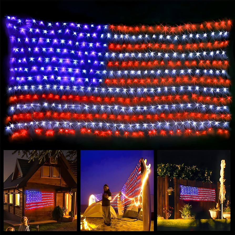XTF2015 Led Flag Net Lights of The United States, American Flag Lights, Waterproof American Flag ... | Amazon (US)