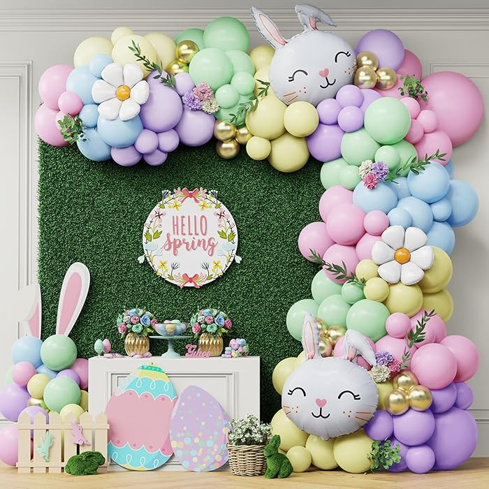 Spring Balloon Garland Arch Kit 135Pcs Macaron Pastel Balloons Garland with Daisy Flower,Rabbit M... | Amazon (US)