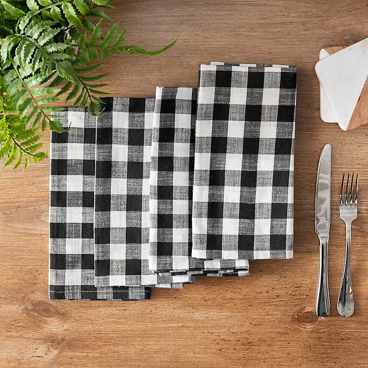 Black and White Buffalo Check Napkins, Set of 4 | Kirkland's Home