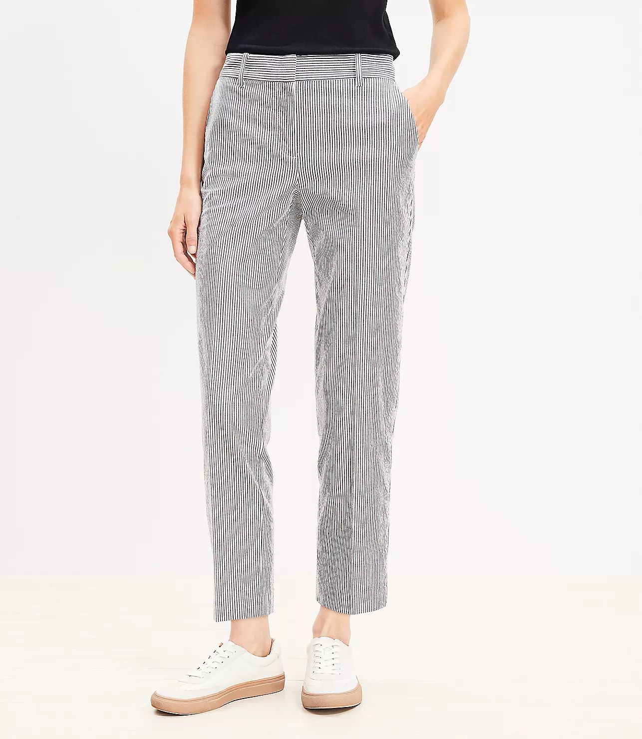 Riviera Slim Pants in Seersucker Stripe | LOFT