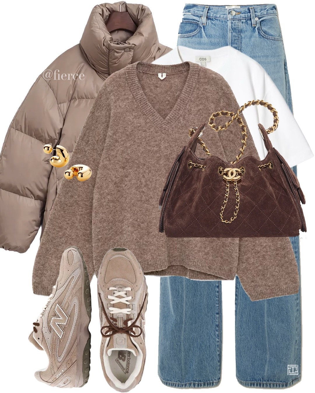 Blue jeans taupe beige puffer jacket suede brown Chanel 25 bag suede new balance 204l taupe beige jumper casual weekend outfit 

#LTKwinter #LTKuk #LTKeurope