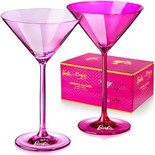 Amazon.com | Barbie x Dragon Glassware Martini Glasses, Pink and Magenta Crystal Glass, Large Cos... | Amazon (US)