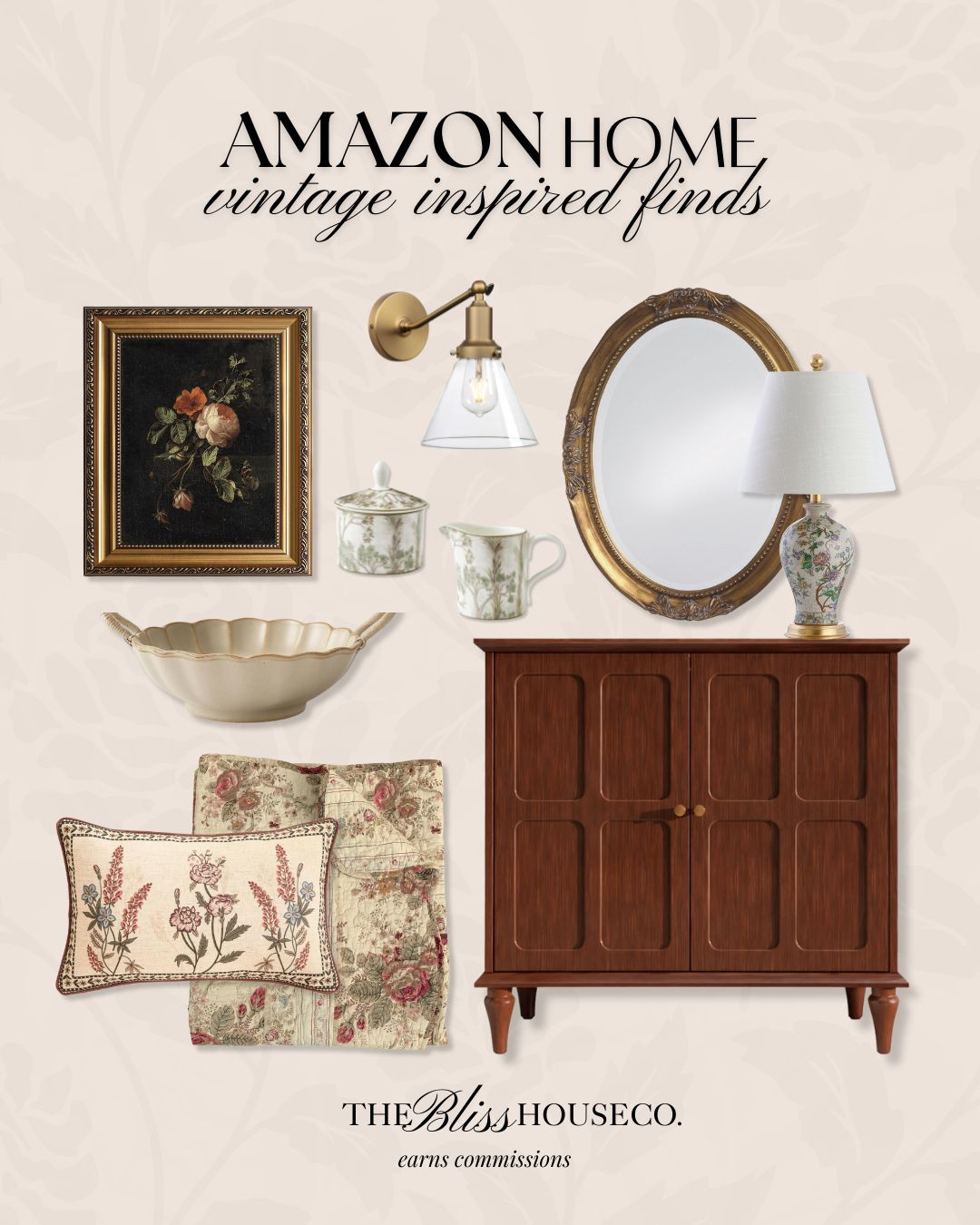 Vintage-inspired home finds from Amazon 🤍 Timeless accents that add warmth, character and a collected feel.

Amazon home finds, vintage inspired decor, classic home style, antique look accents, warm neutral decor, traditional home pieces, floral textiles, cabinet, blanket, pillow, vase, Spode, brass lighting, framed wall art, timeless home finds. 

 #LTKHome