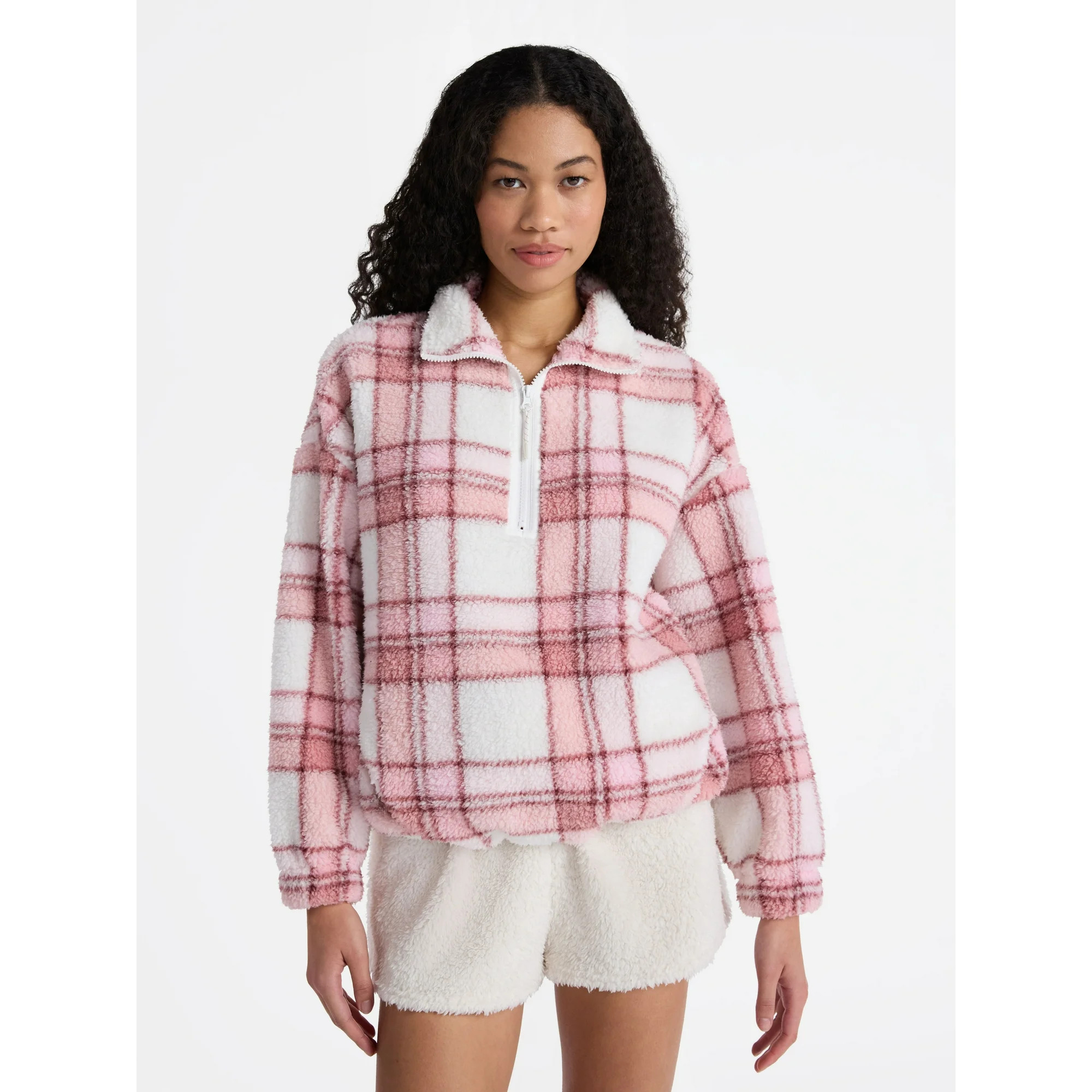 No Boundaries Plush Half-Zip Pullover, Women's | Walmart (US)