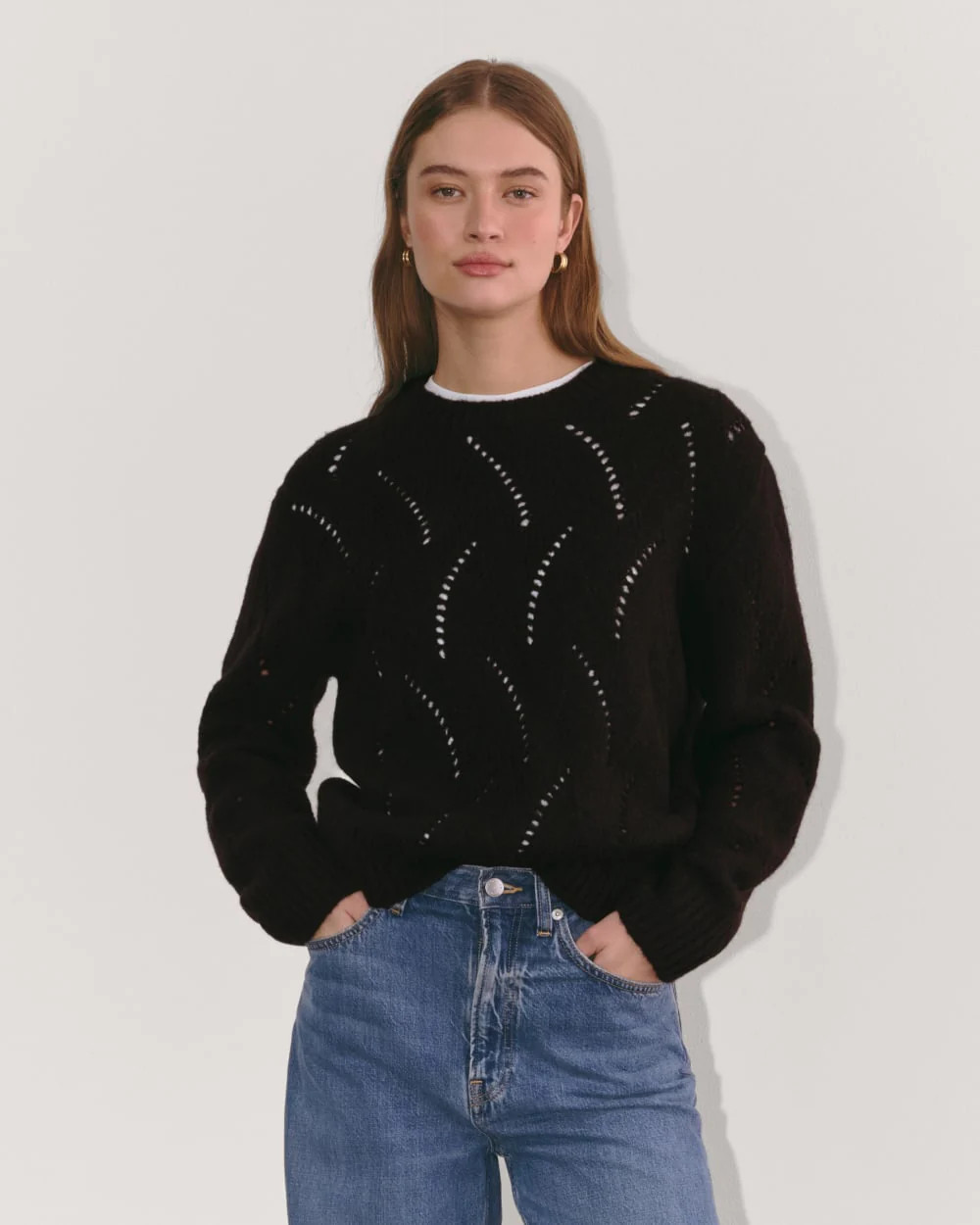 Women's Pointelle Sweater in Cloud by Everlane in Black, Size XXS | Everlane