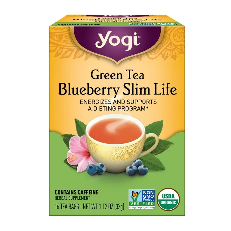 Yogi Tea Green Tea Blueberry Slim Life, Organic Green Tea Bags, 16 Count - Walmart.com | Walmart (US)