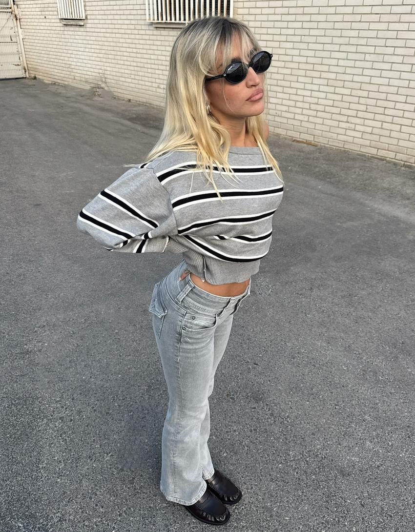 Boot-cut jeans with flaps - Trousers - Women | Bershka GB