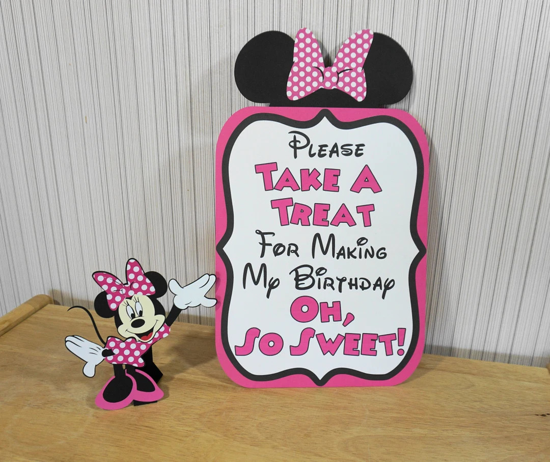 Minnie Mouse Birthday Take A Treat Sign Hot PINK or RED Party Decorations by Feistyfarmerswife - ... | Etsy (US)