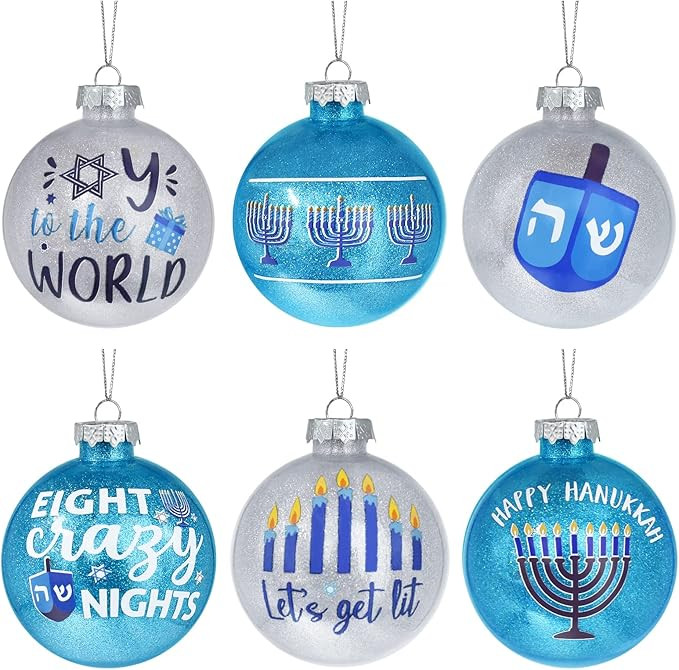 Hanukkah Ball Ornaments Menorah Dreidel Plastic Hanging Tree Ball Set for Chanukah Party Supplies... | Amazon (US)