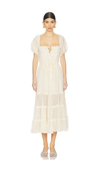 Free People Falling Sun Midi Dress in Cream. - size S | Revolve Clothing (Global)