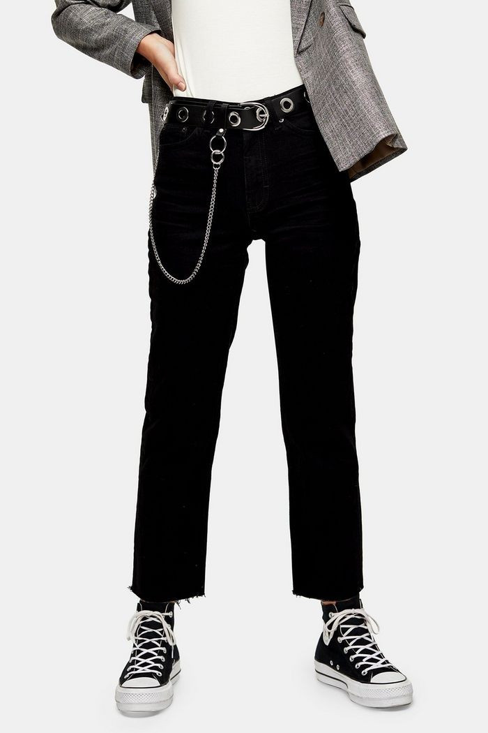 CONSIDERED Black Raw Hem Straight Jeans | Topshop UK