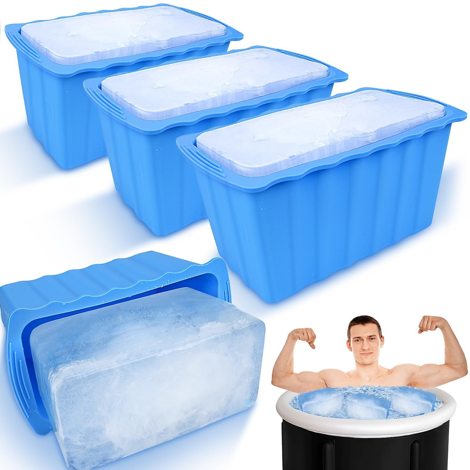 Haldane 4PC Extra Large Ice Cube Molds 25LB Ice Bath Water Chiller Giant Ice Block Molds Silicone... | Amazon (US)
