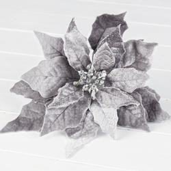 Artificial Silver Velvet Poinsettia with Clip - Walmart.com | Walmart (US)