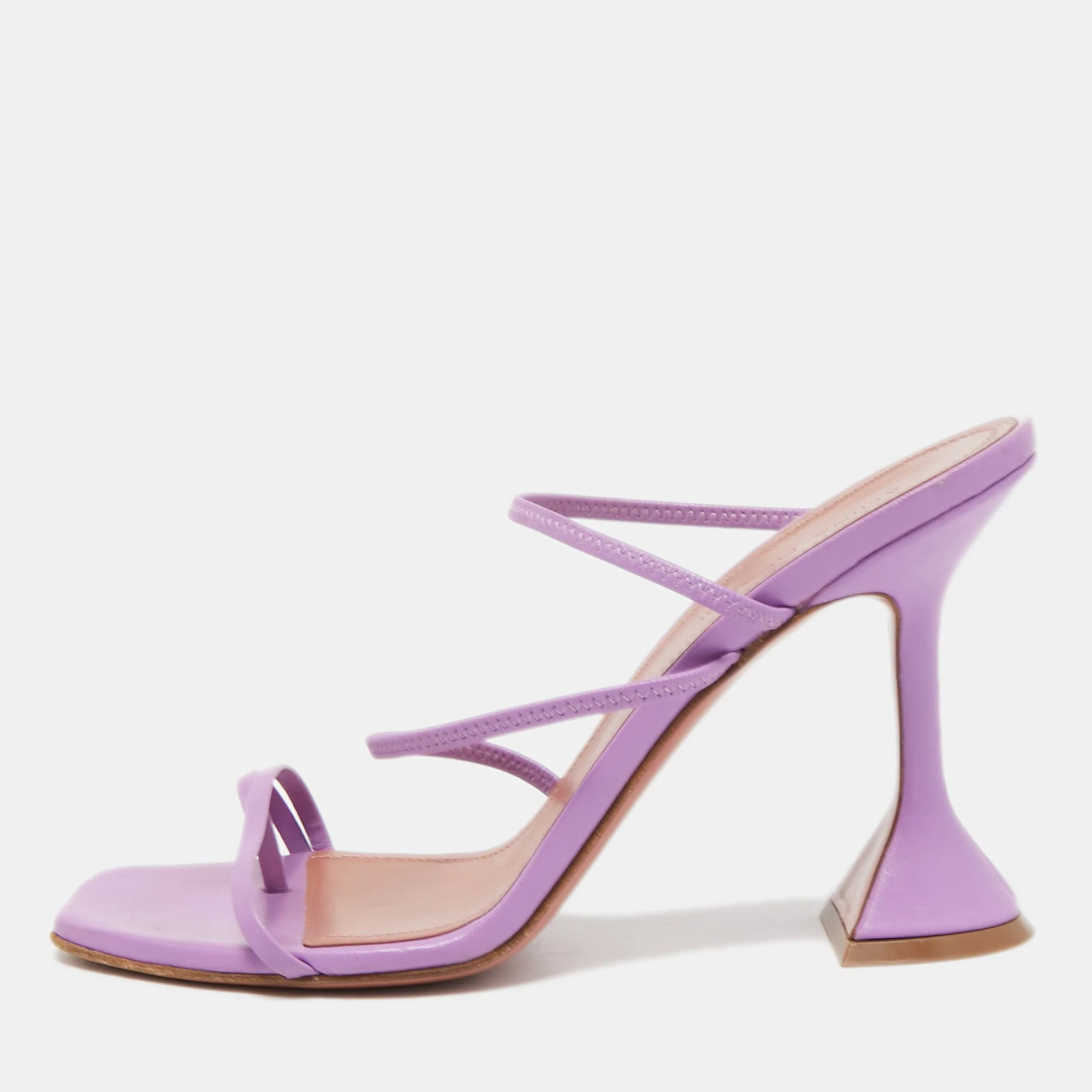 Amina Muaddi Purple Leather Naima Sandals | Shop Simon