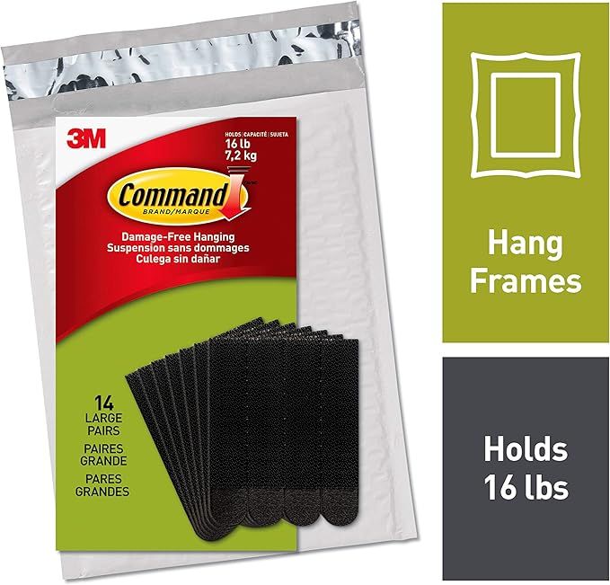 Command Picture Hanging Strips, Heavy Duty, Large, Black, Holds 16 lbs, 14 Pairs | Amazon (US)