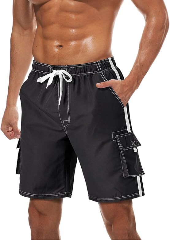 TACVASEN Mens Shorts Swim Trunks Boardshorts Mesh Lining Shorts Black,M | Amazon.com | Amazon (US)