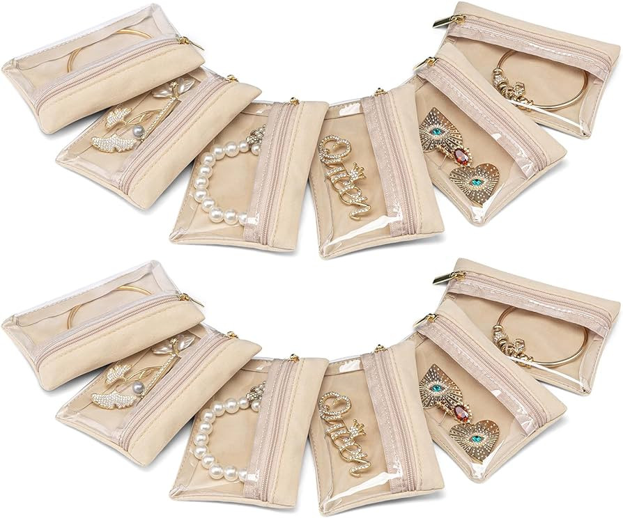 Vlando Travel Jewelry Bags,Jewelry Pouches Storage,Jewelry Travel Organizer Case for Women 12pcs | Amazon (US)