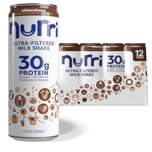 Nurri - 30g Protein Ultra Filtered Milk Shake – Chocolate - Lactose Free, Low Sugar, 150 Calories, 10 Vitamins and Minerals - 11 fl oz, 12 Cans | Amazon (US)