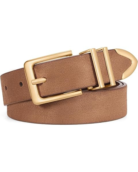 HOTWILL Women Suede Belt for Jeans Dresses Fashion Chunky Ladies Waist Belts with Gold Buckle | Amazon (US)