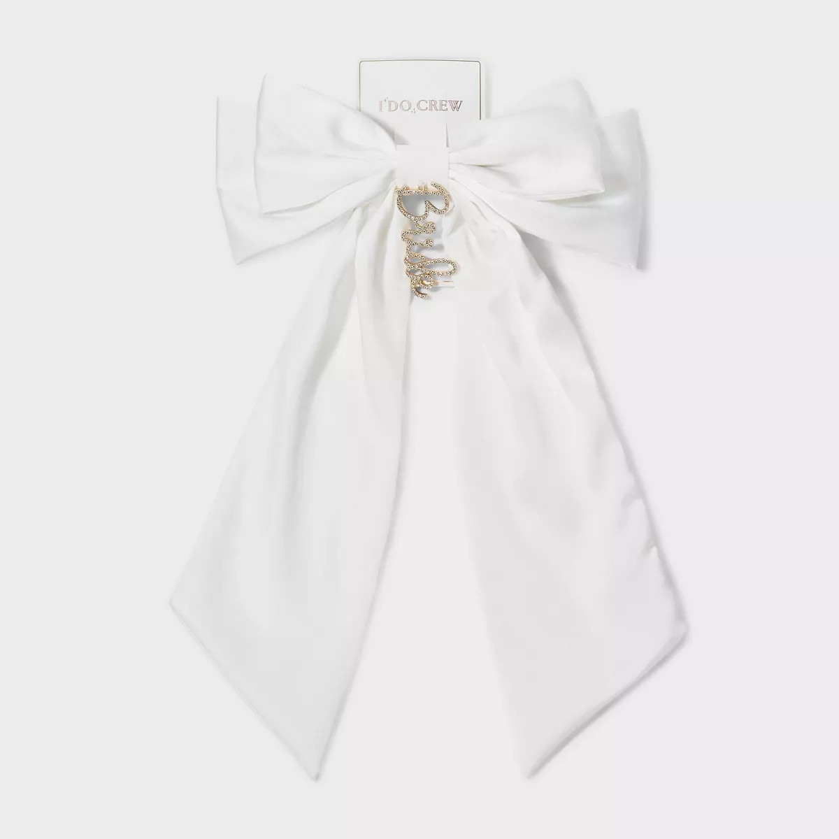 Rhinestone Bride Charm Hair Bow Barrette - White | Target