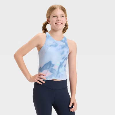 Girls' Strappy Crop Tank Top - All In Motion™ Blue Print XS | Target