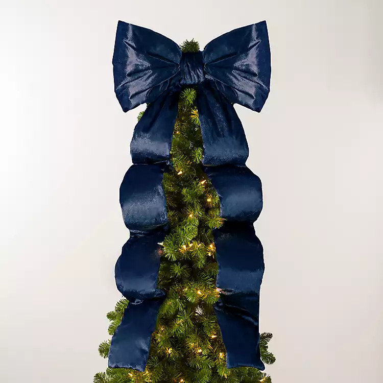 Navy Bow Runner Christmas Tree Topper | Kirklands Home | Kirklands