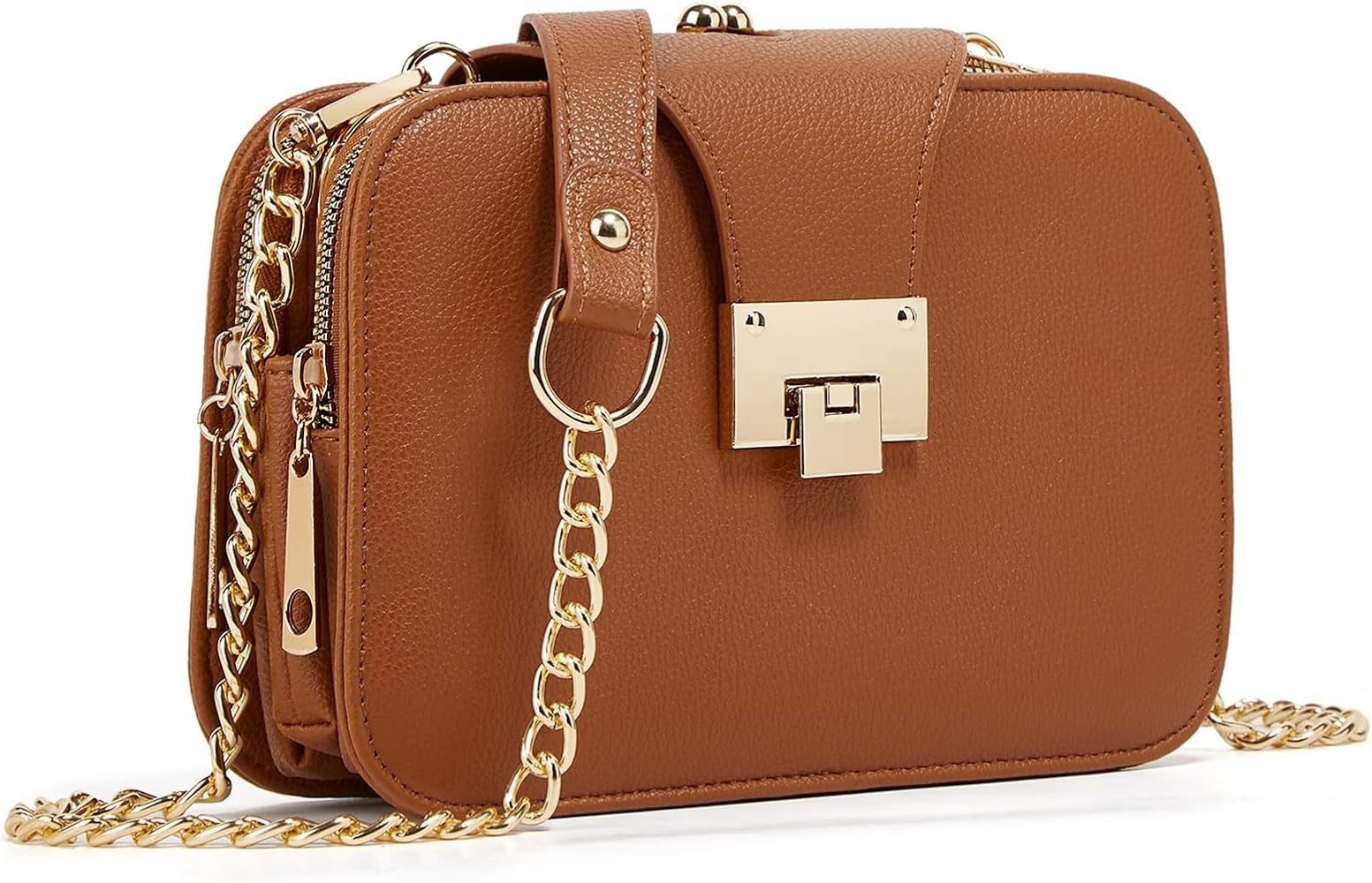 forestfish Ladies Black PU Leather Shoulder Bag Evening Clutch Purse Crossbody Bag with Metal Cha... | Amazon (US)