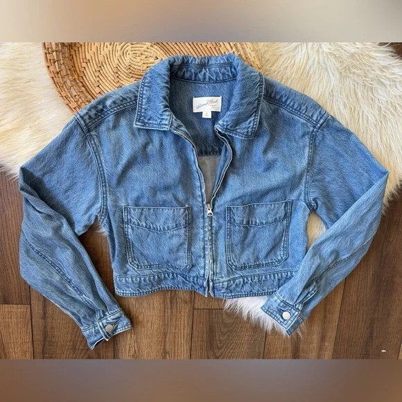 Universal Thread Denim Jean Cropped Full Zip Jacket Size XS | Poshmark