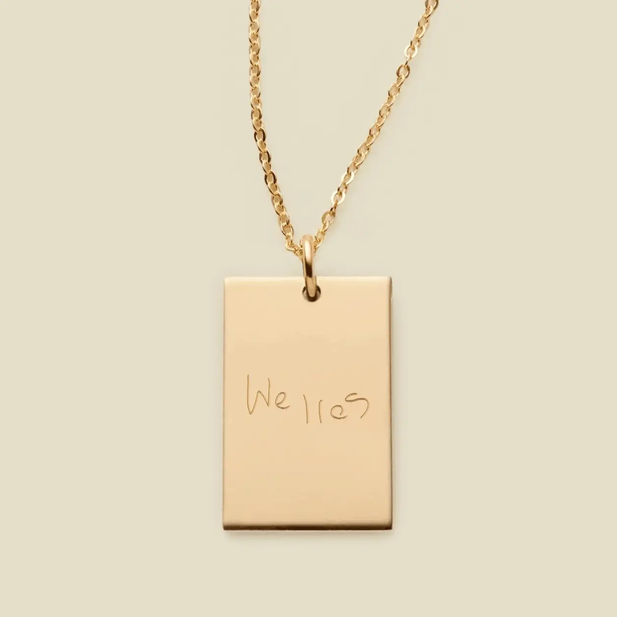 Handwriting Collection | Personalized Engraved Rectangle Necklace | Made By Mary | Made By Mary | Made By Mary