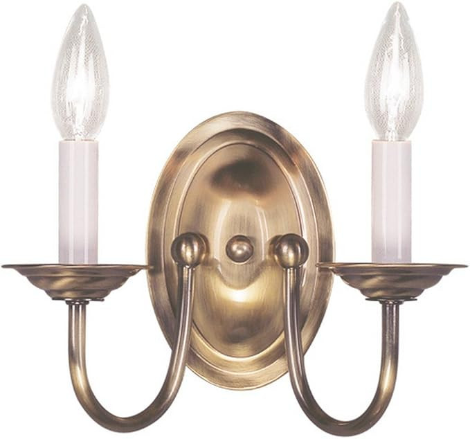 Livex Lighting 4152-01 Home Basics 2 Light Antique Brass Wall Sconce | Amazon (US)